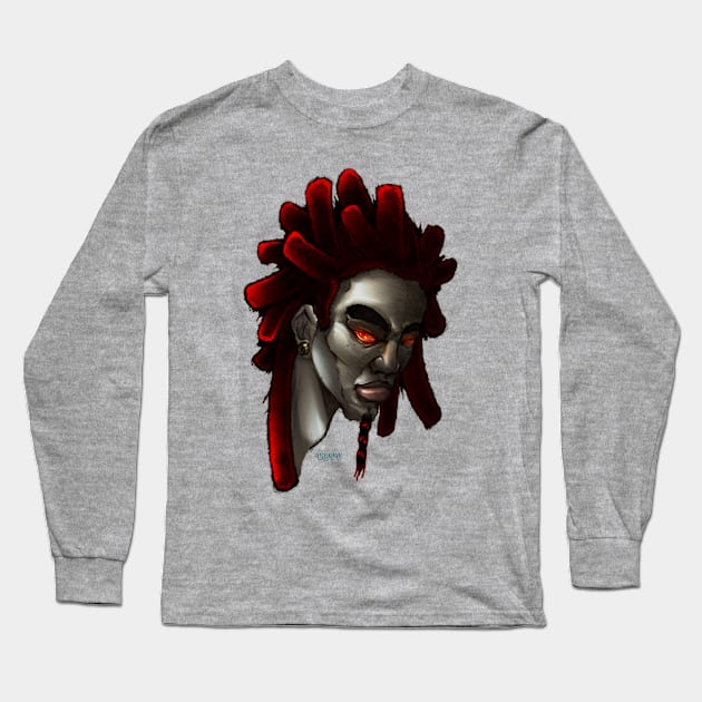 Blood King Portrait Long Sleeve T-Shirt by UBiv Art Gallery